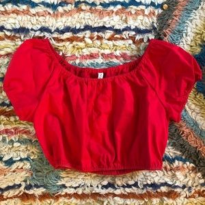 NA NIN  cherry red cotton crop top